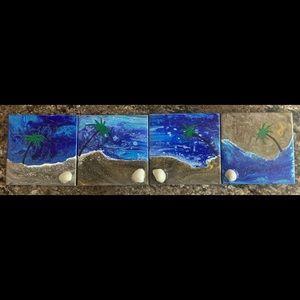 Beautiful set (4) of hand painted ceramic coasters